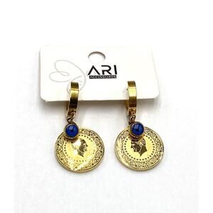 Earrings Turkish Coin Ata Turk Profile Evil Eye Dangles Drops S Steel